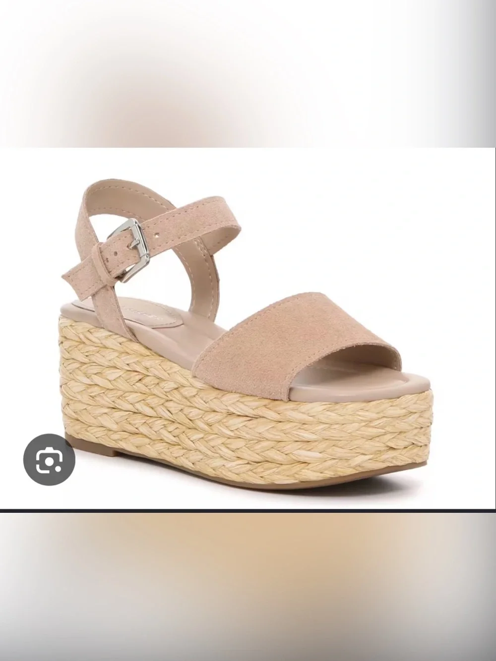 Marc Fisher Nude Platform Espadrilles Sandal With Ankle Strap Perfect Summer